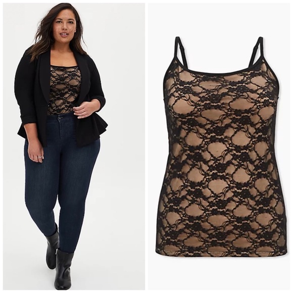 Torrid Nude & Black Lace Foxy Cami NWT Size 4X - Picture 12 of 15